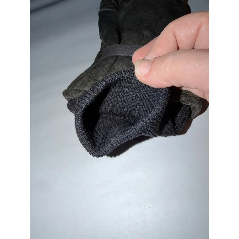 Vintage nationwide glove company black leather lined gloves unisex cuffed medium